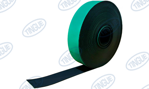 BLACK/GREEN SMOOTH RUBBER BELT C/L - 2" CUT BELT x CUSTOM LENGTH