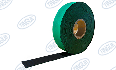 BLACK/GREEN SMOOTH RUBBER BELT - IMPORT C/L - 1-7/8" WIDE CUT BELT x CUSTOM LENGTH